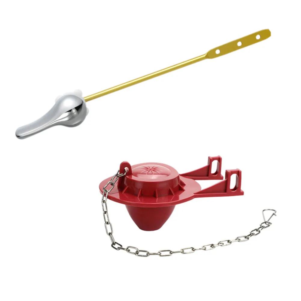 Zinc Alloy Toilet Flush Handle And Flapper Set With Copper Rod For Standard Tank Drain Valve Repair Bathroom Hardware
