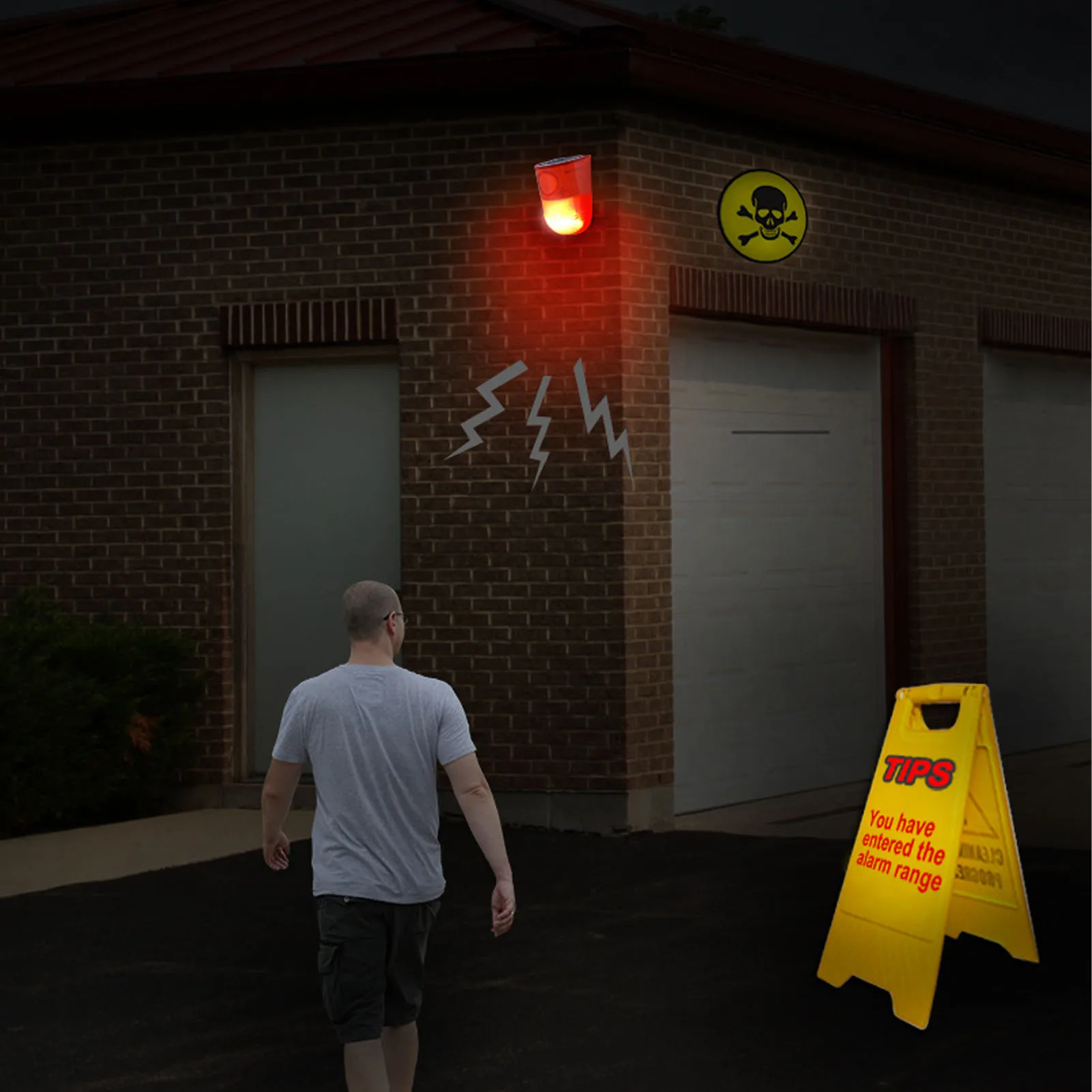 Solar Motion Sensor Alarm 129dB Sound IP65 Waterproof Security Light Alarm for Farm Warehouse Solar Sound and Light Alarm