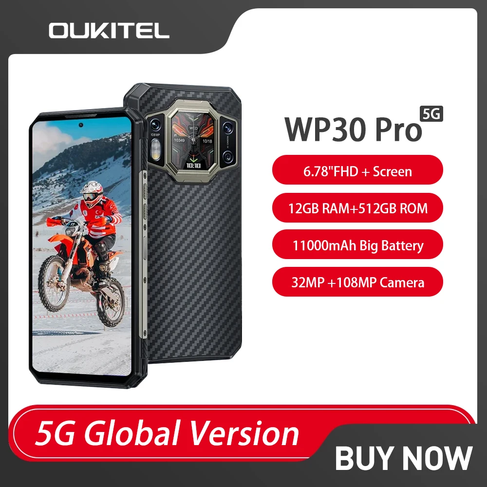 Pro Smartphone Celular Robusto 5g Android 13 120w 678 Fhd Mais 12gb Mais 512gb 108mp 11000mah Nfc Versão Global Oukitel-wp30