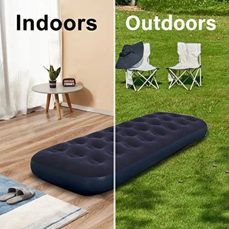 Inflatable Mattress for Guests & Home,Flocking Surface&Durable PVC , Rapid inflation, Air Bed Inflatable Bed