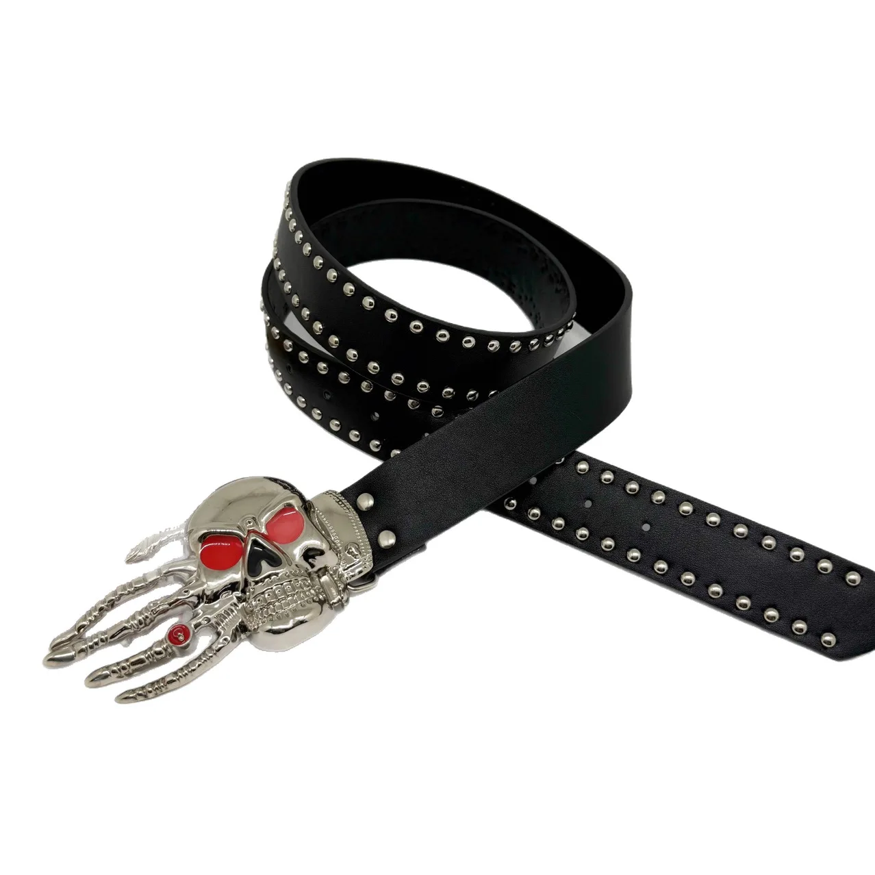 Punk Gothic Y2K Women Men Belts Luxury Brand Goth Ladies Hip Hop Rivet Skeleton Print Waist Belt Jeans Waistband Cinto Rock