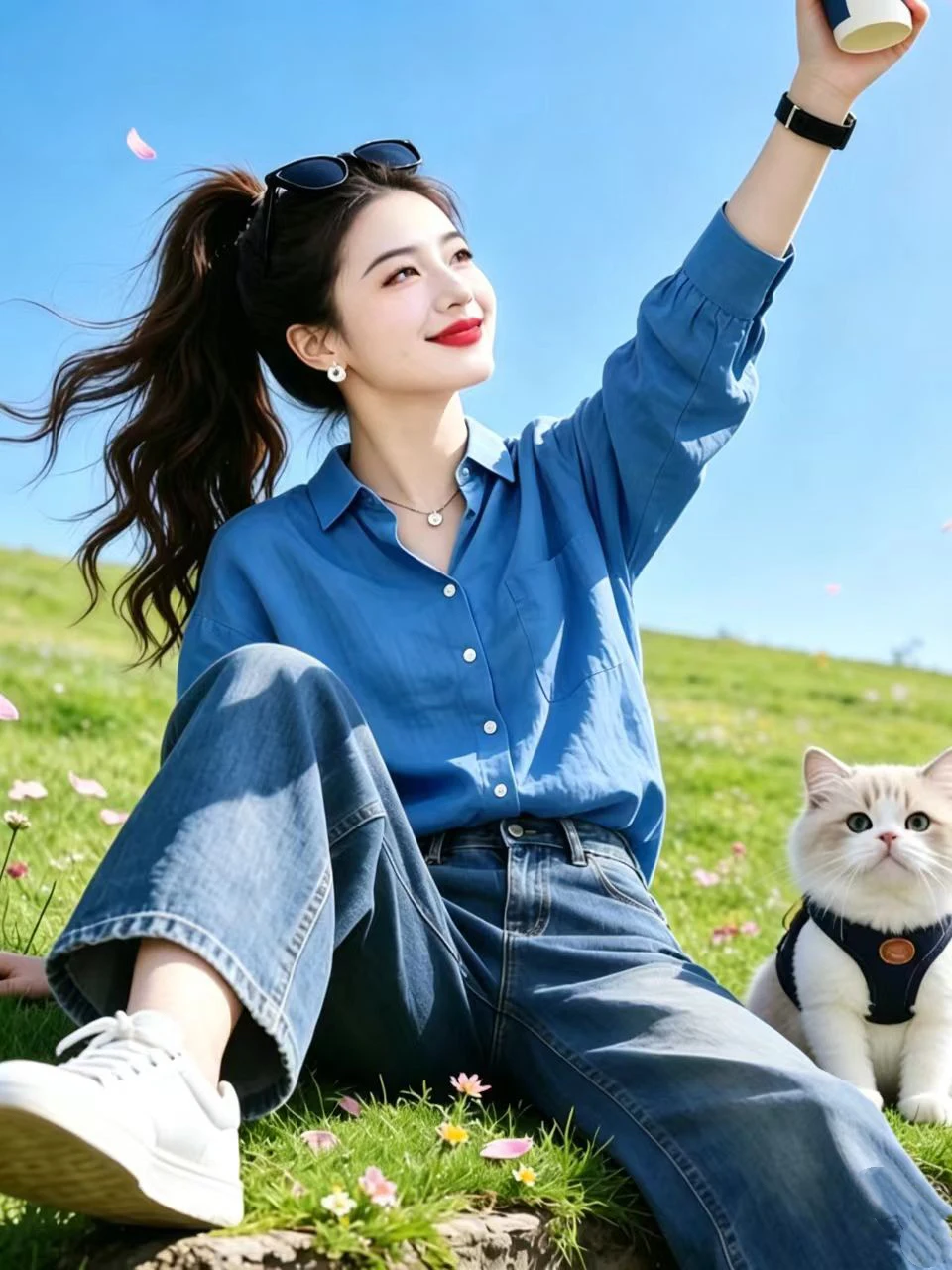 

Женская синяя рубашка с длинным рукавом, свободного кроя, в повседневном стиле, осень-зима, новинка, удобная, дышащая, из полиэфирного волокна