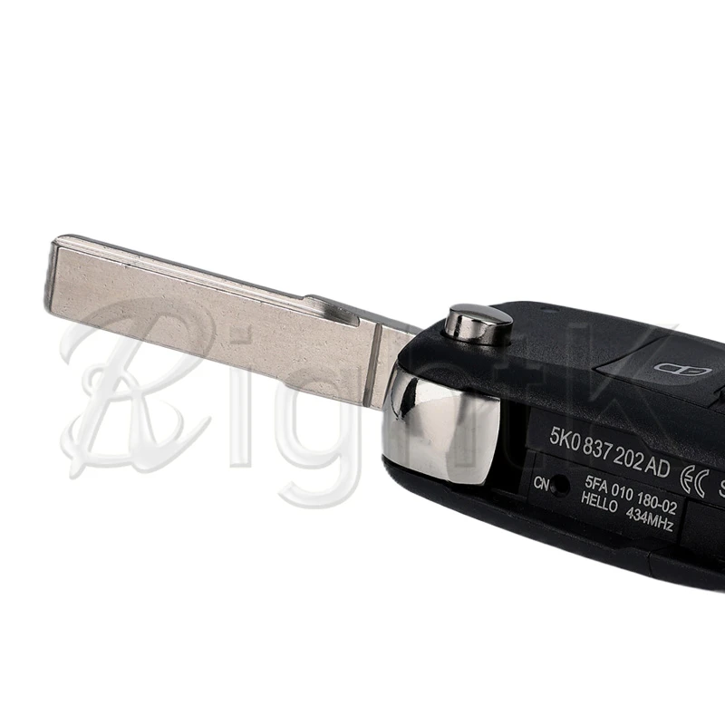 Chave remota do carro 434MHz ID48 para Volkswagen Skoda Seat VW Polo Sedan Passat Tiguan Golf 6 Eos Jetta 5K 0837202 AD Hu66 Flip Smart Ke