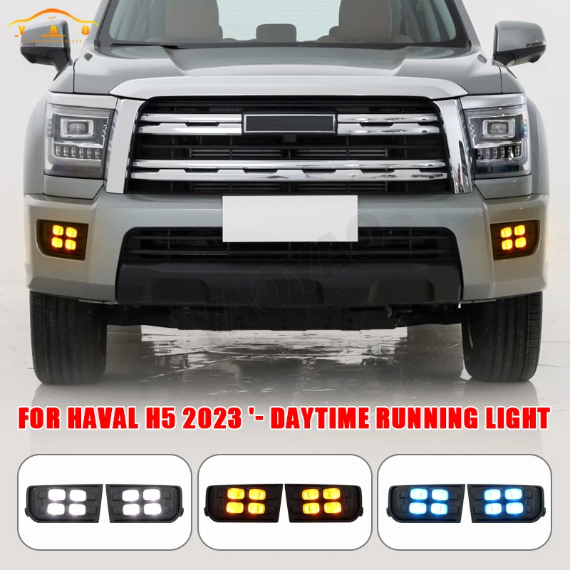

Car LED DRL 12V Daytime Running Lights For Haval H5 2023 DRL Daylights Dynamic Yellow Turn Signal Driving Lamps