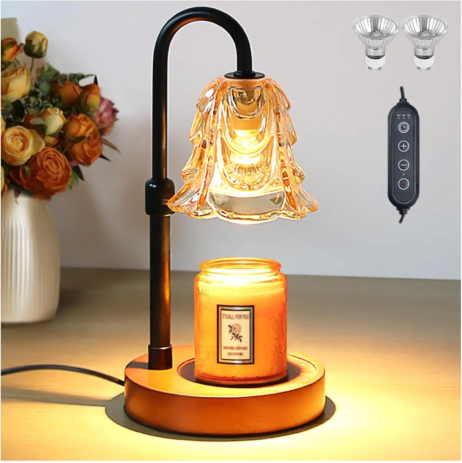 

Candle Warmer Lamp with Timer Dimmable Candle Lamp Warmer Glass Candle Warmer Adjustable Candle Light Cozy Bedroom Home Decor