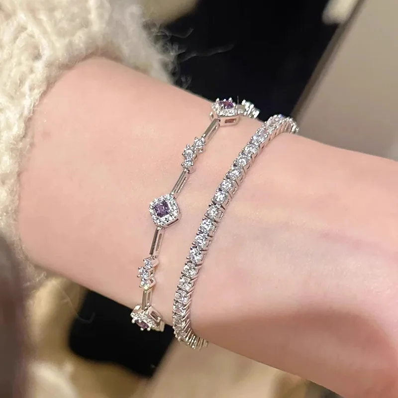 Inspiration Design Purple Gemstone inlay Diamond Bracelet Fashion Classic Exquisite Bracelets Stacking Style Banquet Jewelry