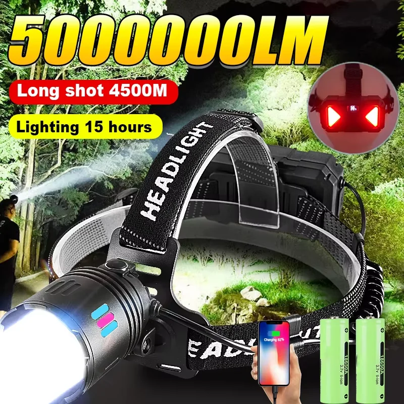 

Super Powerful Headlamp 800W LED White Laser Spotlight 3500m Rechargeable Head Flashlight Outdoor Fishing Camping Head Lantern