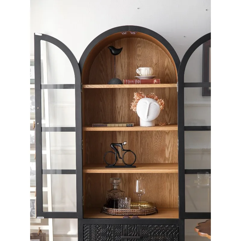 

Shelves, arched wine cabinets, glass door bookcases