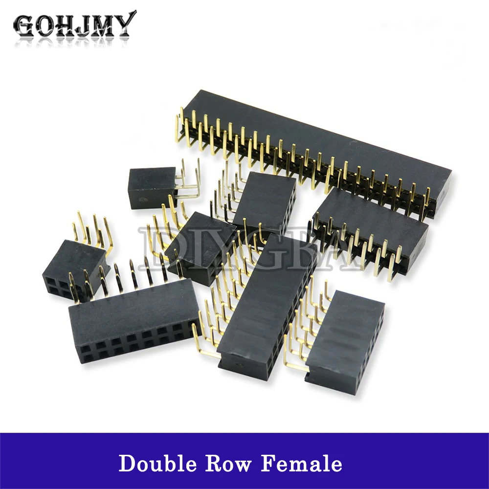 10PCS Double Row Female 2.54mm 2~40P PCB Board Right angle Pin Header socket Connector Pinheader 2* 4 6 10 20 40 Pin For Arduino