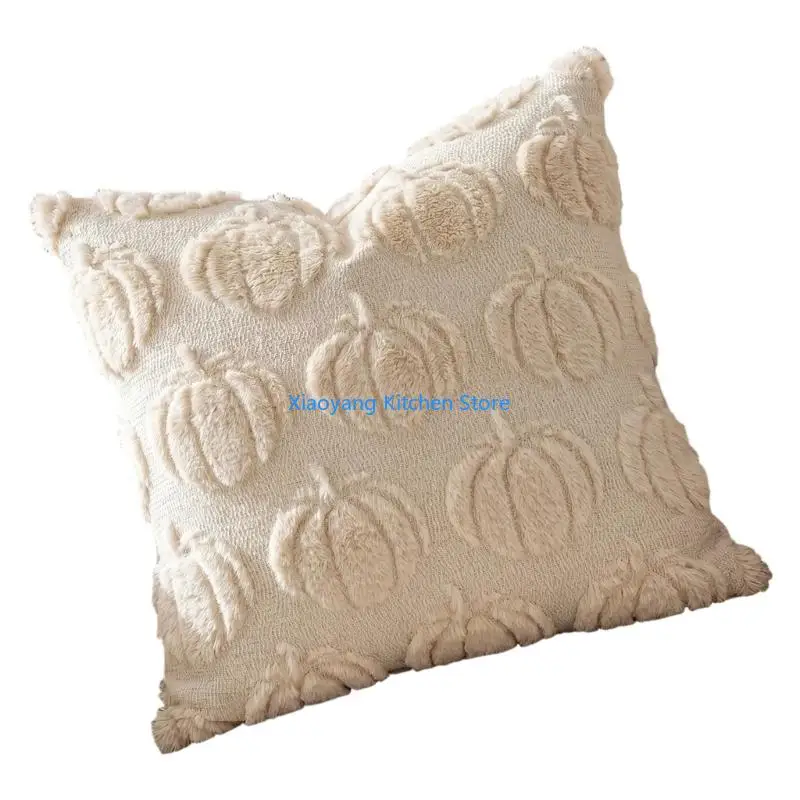 69HC Decorative Pillow Slipcover 18 x 18, Textured Gourd Detail for Fall Sofa Styling, Chair Accent, Bedroom and Entryway