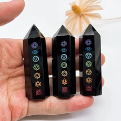 63-65mm Natural Black Obsidian Column Tower Crystal Stone Chakra Symbols Point Reiki Healing Obelisk Sticks Home Decor Gift