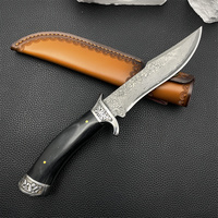 High Hardness VG10 Damascus Blade Ebony Handles Tactical Hunting Knife, Combat Knives Survival Outdoor Wilderness Knives