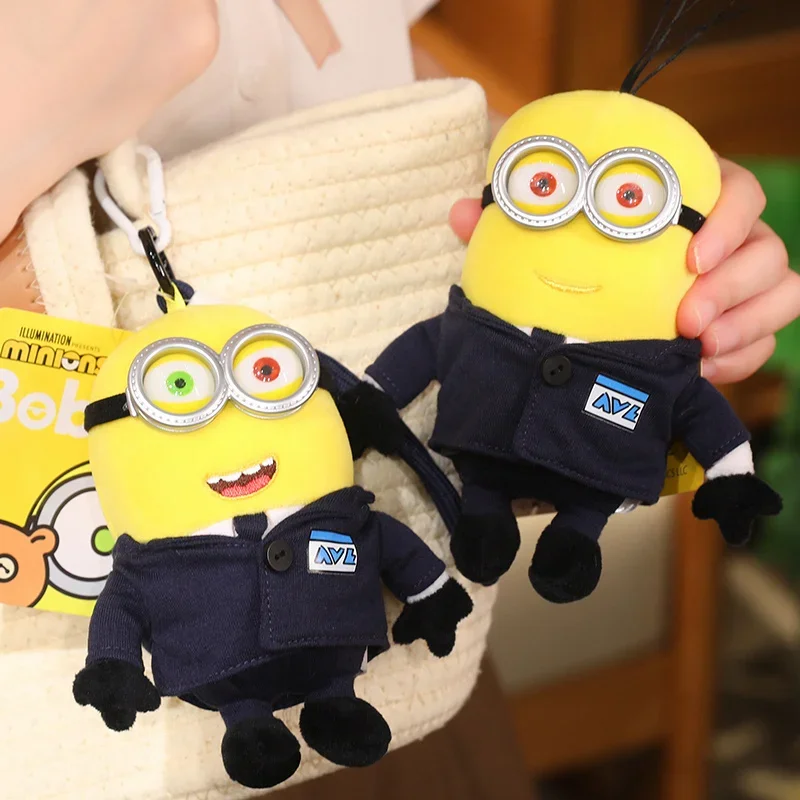 Original SPY Minion Plush Toy Black Suit Bob Kevin Dave Doll Lovely Bag Pendant Key Chain Plushies Cartoon Gifts High Quality