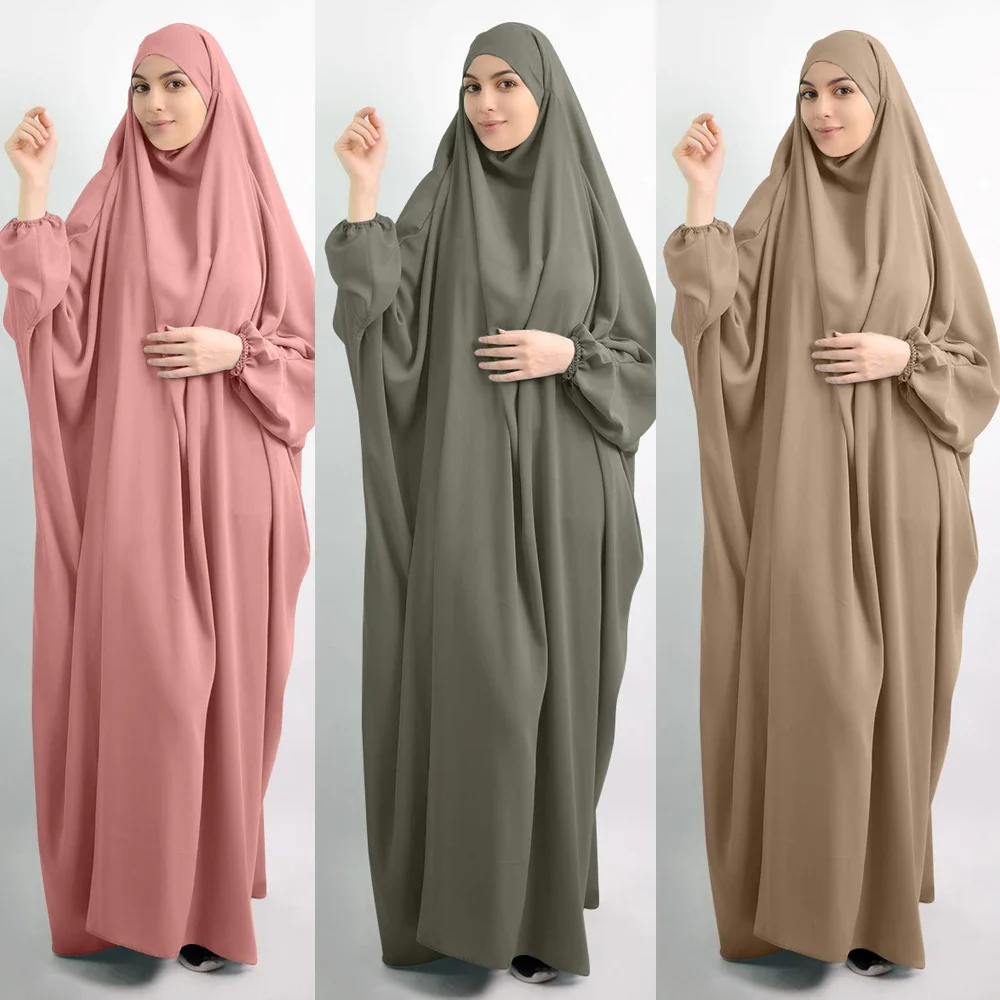 

Eid Hooded Abaya Muslim Women Prayer Garment Jilbab One Piece Hijab Dress Full Cover Ramadan Gown Abayas Islamic Clothes Niqab