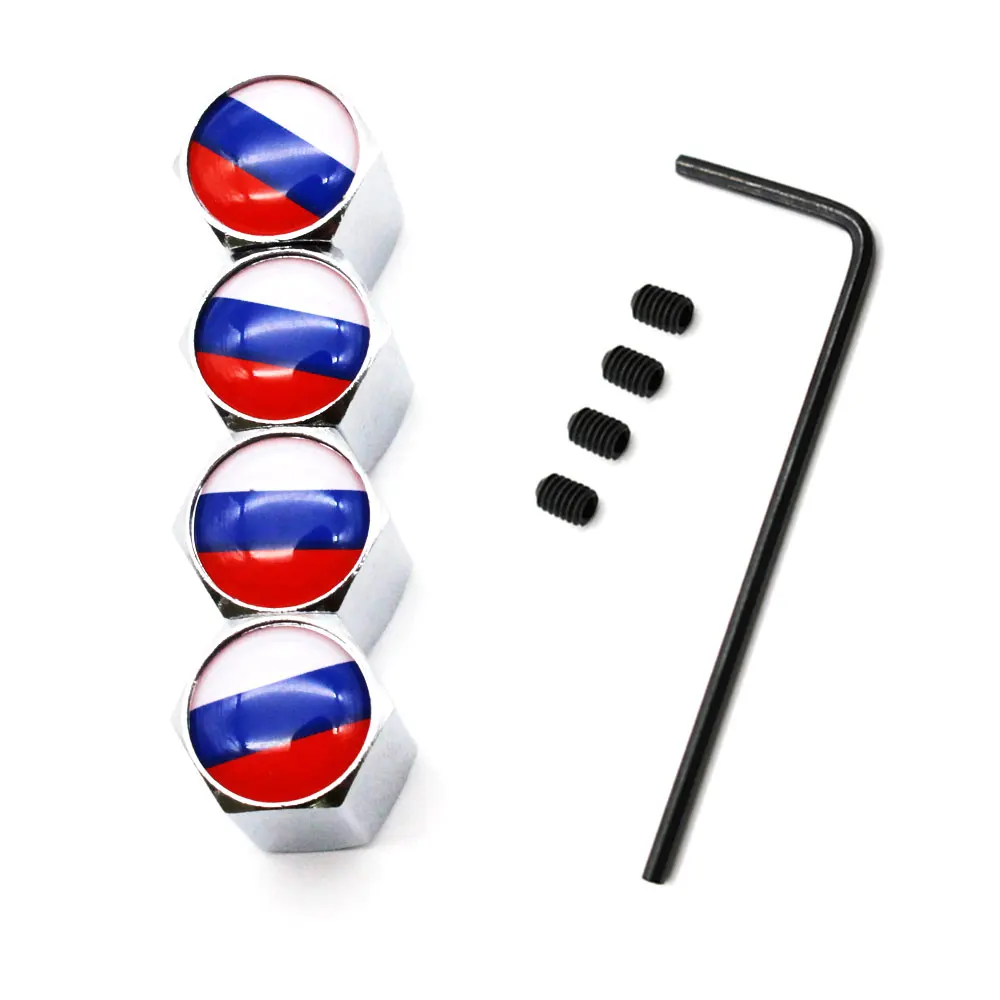 5 Pcs/Set Car Styling Zinc Alloy Anti-theft Russia National Flag Car Tire Valve Caps Wheel Tires Tire Stem Air Cap Airtight Cove