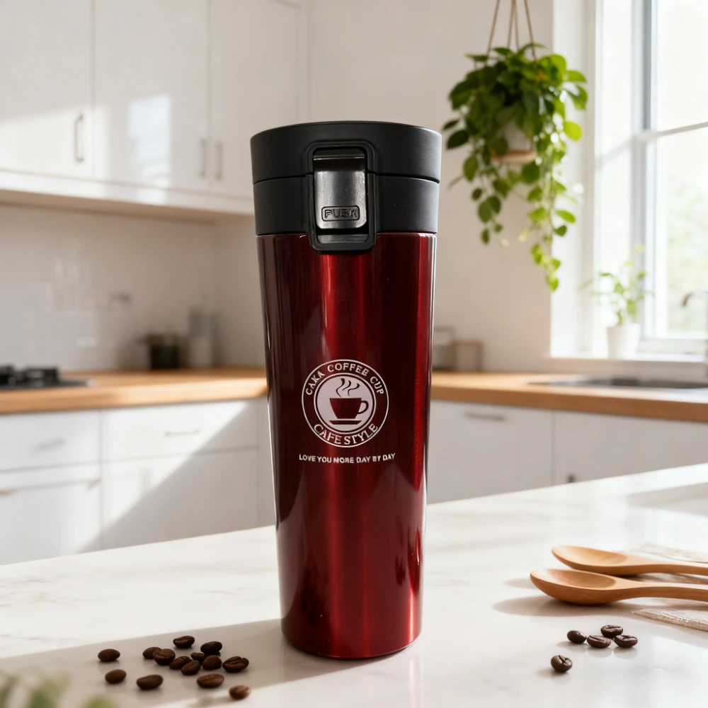 

Термокружка с защелкой крышки, 500 мл, кофейная чашка из нержавеющей стали, термос с двойными стенками, герметичная кружка для чая, кофе