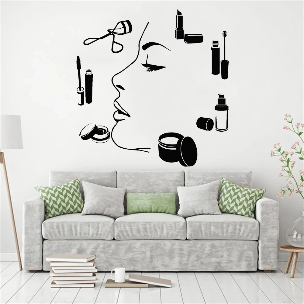 

1 pc diy haircut salon Makeup Artist Beauty Salon Studio Wall Sticker Removable Wall Stickers Diy Wallpaper for beauty decor