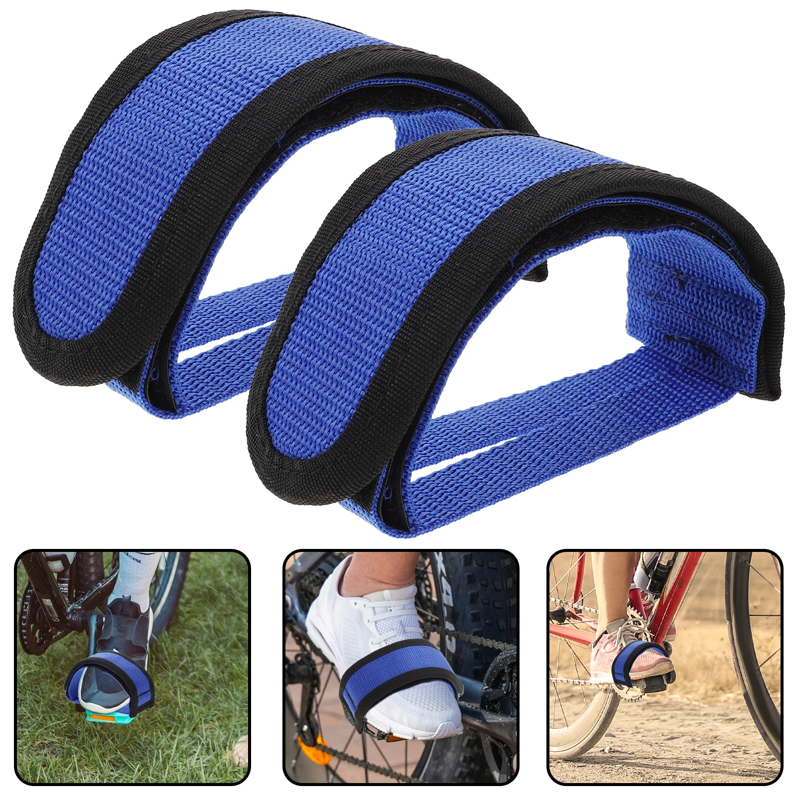 

2pcs Adjustable Mountain Bike Pedal Straps Ultralightweight Anti-Slip Bicycle Toe Clip Straps Fixed Gear Kids Accessories Blue