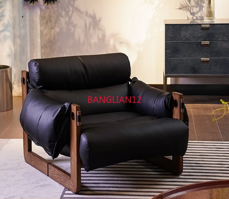Lounge chair medieval style oil wax leather single sofa chair for home use