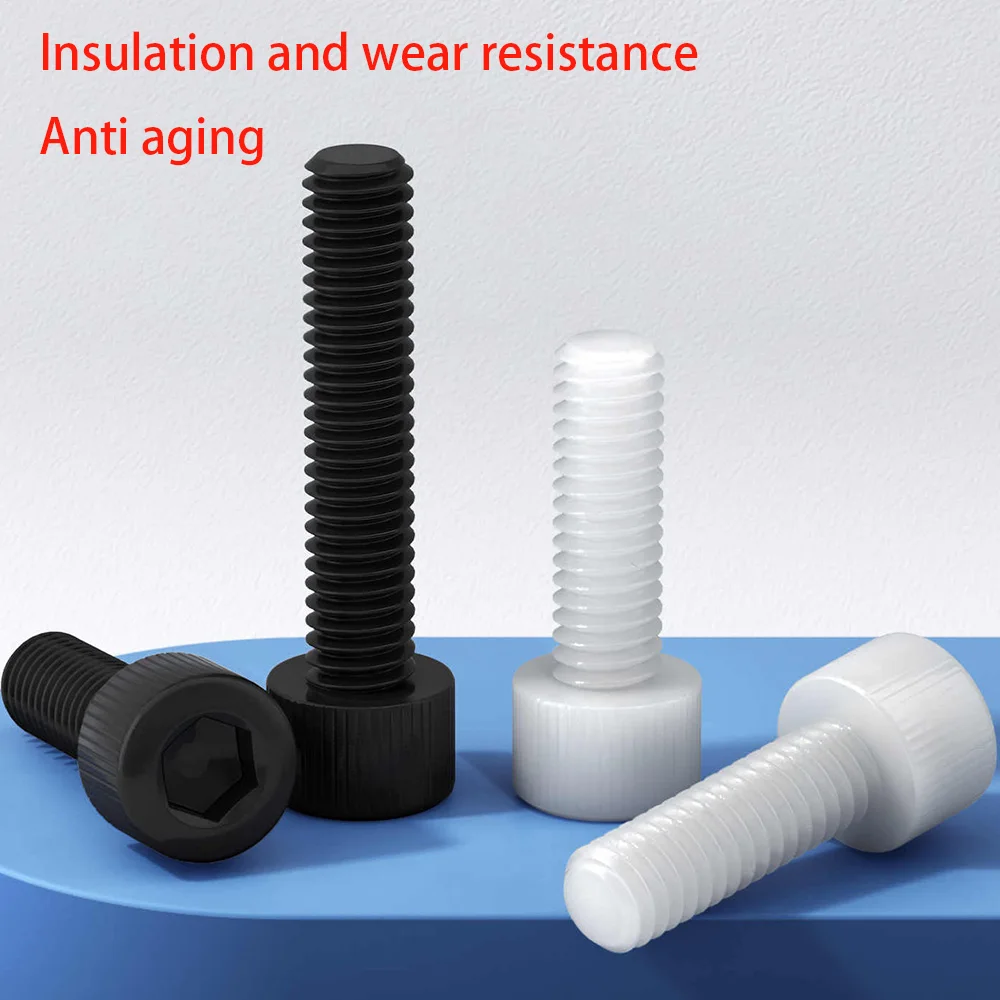 3-80 قطعة البلاستيك النايلون المقبس غطاء رأس مسامير M3 M4 M5 M6 M8 M10 M12 أسود أبيض كأس رئيس ألين مخرش البراغي البلاستيكية ل Insulat #2