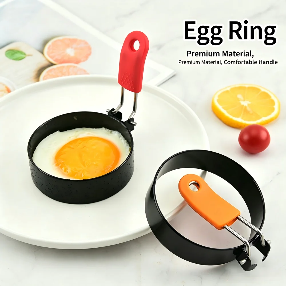 1PC Round Non-Stick Egg Cooking Ring – Stainless Steel & Silicone Pancake Mold Kit, Reusable Fried Egg Shaper for Home Kitchen