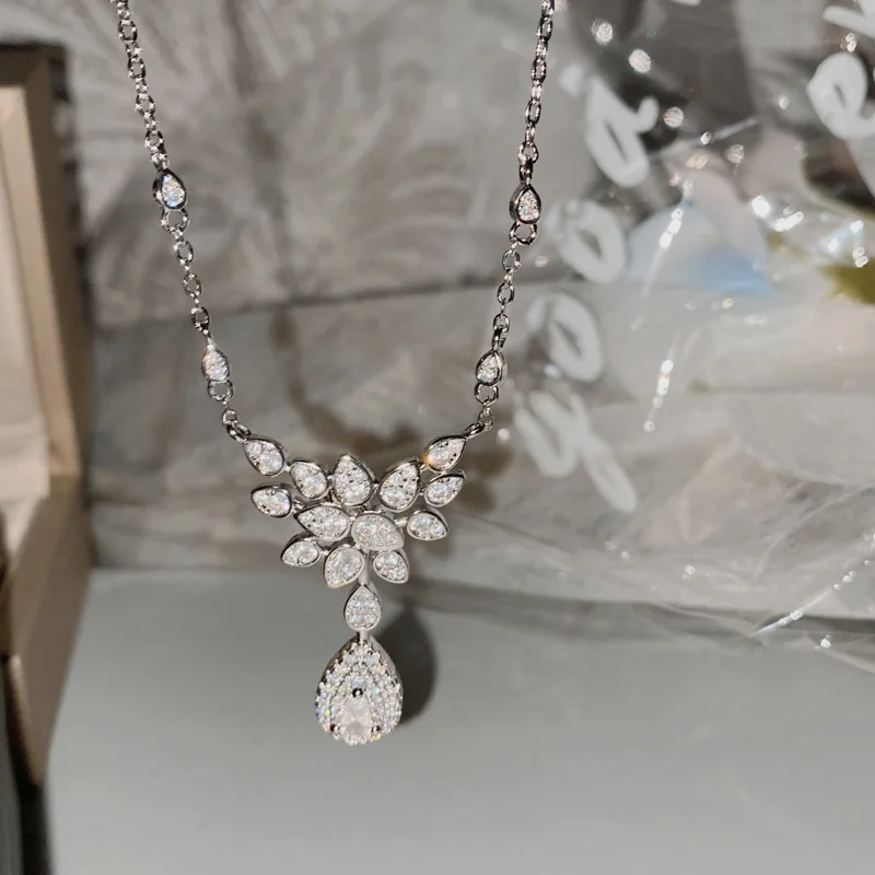 MDLFES مويسان الماس نمط مجوهرات عالية مثيرة مقلد الماس قلادة 18 كيلو زركونيا مجموعة صغيرة #3