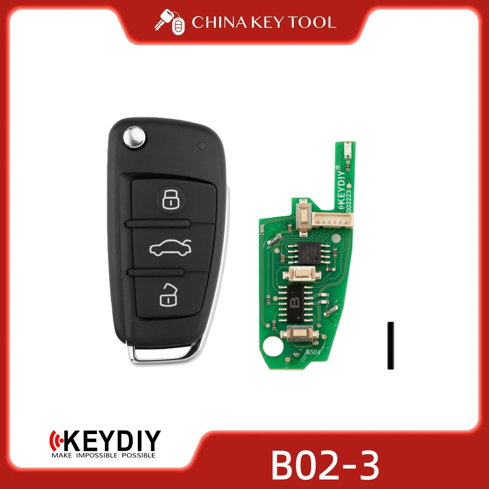 KEYDIY KD B02-3 Universal Flip Remote Key 3 Buttons Compatible with Audi Type