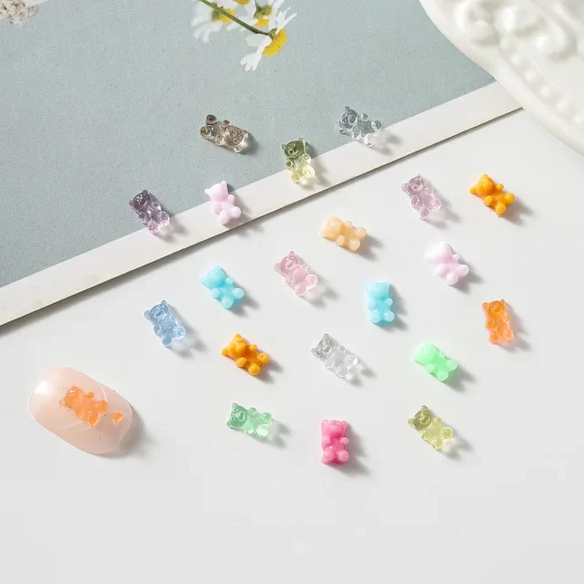 Kawaii 3D Teddy Bear Nail Charms (100pcs) image