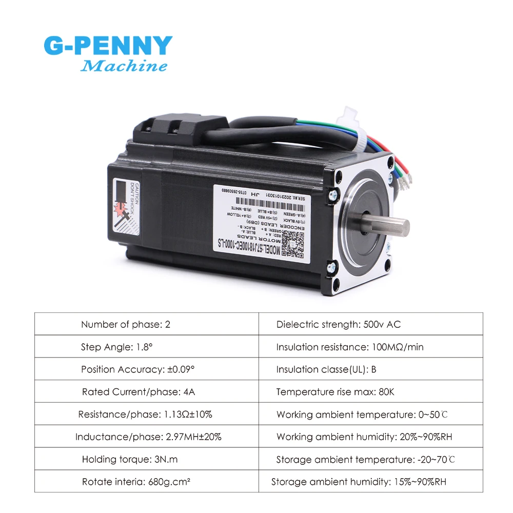 G-Penny JMC Nema23 3.0N.m Closed Loop Stepper Motor Hybrid Stepper Servo Motor DC/AC  86J18100EC-1000-LS 2HSS57-A-5