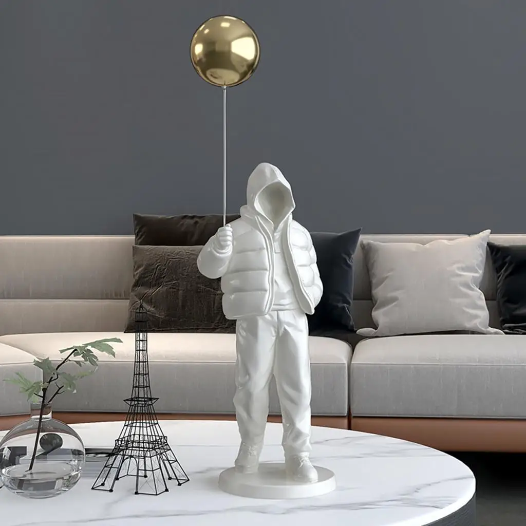 Originality Balloon Boy Figure Statue Landing Creative Cute for Living Room