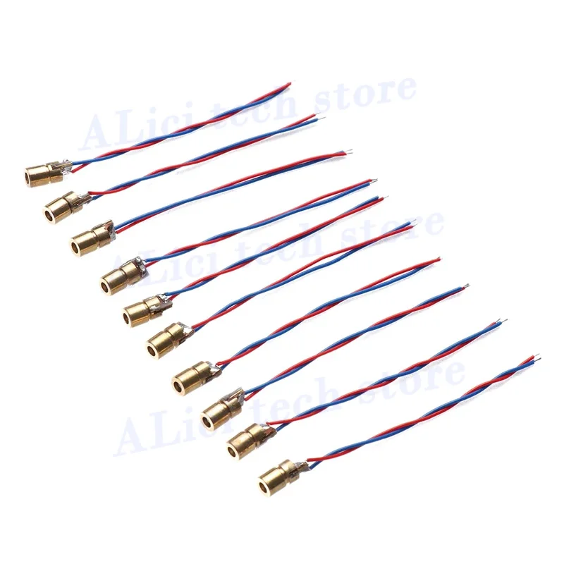 5Pcs  650nm 6mm 3/5V 5 million Watt Power Tool Accessories Adjustable Laser Dot Diode Module Red Copper Head Laser diode