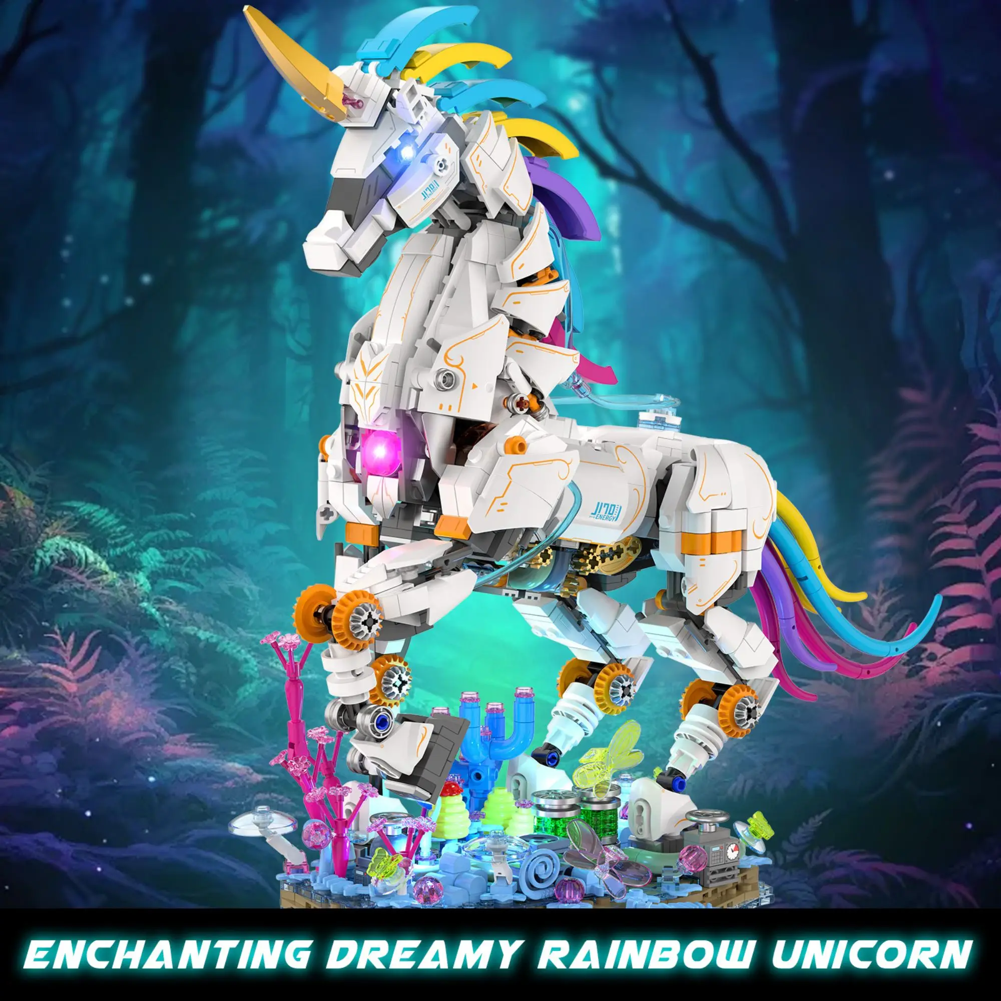 

1492pcs Colorful Unicorn Building Blocks Desktop Decoration Forest Wonderland Dreamy Pegasus Mech Bricks Toys for Adults Gifts
