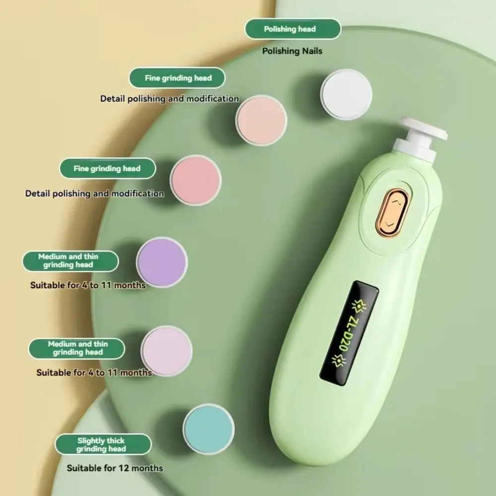 

Portable Electric Baby Nail Trimmer 6 Grinding Heads Safety Baby Nail Grinder Child's Silent Newborn Nail Clippers Infants