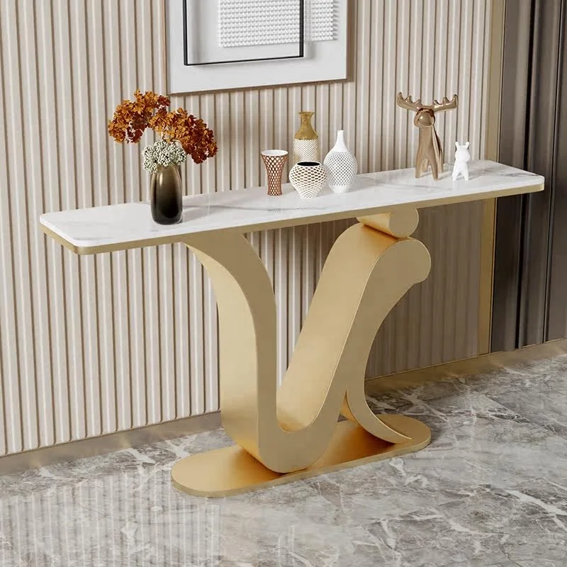 ⁕w New Italian Light Luxury Iron Console Table Modern Design for Villa Living Room Entrance Way Durable Eco-Friendly