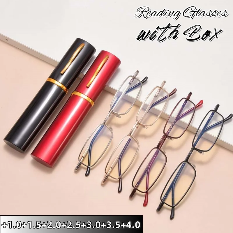 

Fashionable Ultra Light Mini Presbyopia Glasses with Box Portable Personalized Men Women Anti-blue Light Eyeglasses +1.0 To +4.0
