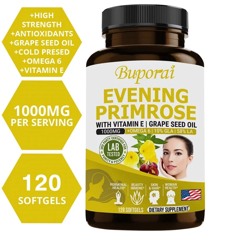 

Evening Primrose Oil Capsules - Anti-Aging, Brightening, Immune Support, Hormone Balance, Healthy Skin