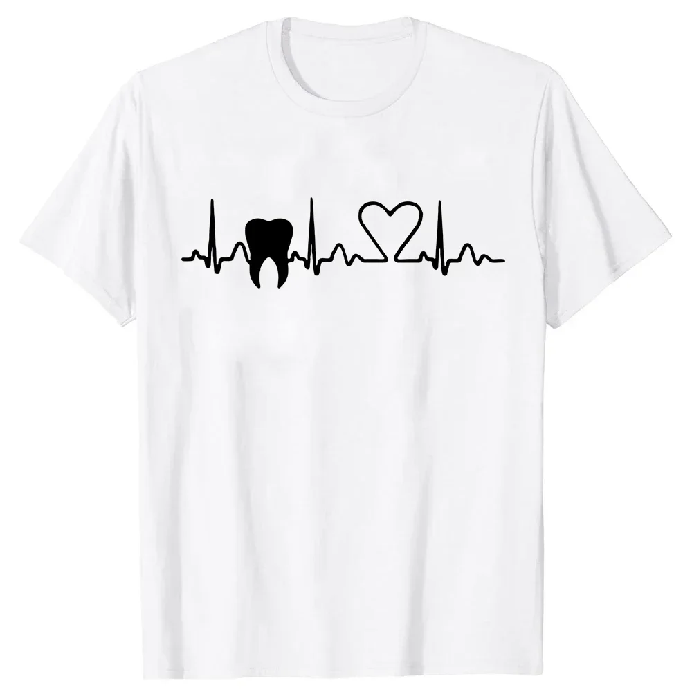 Heartbeat Dentist Dental Assistant T ShirtUnisex Style Shirts for Women Men Clothing Casual T-shirts Harajuku Graphic T Shirts