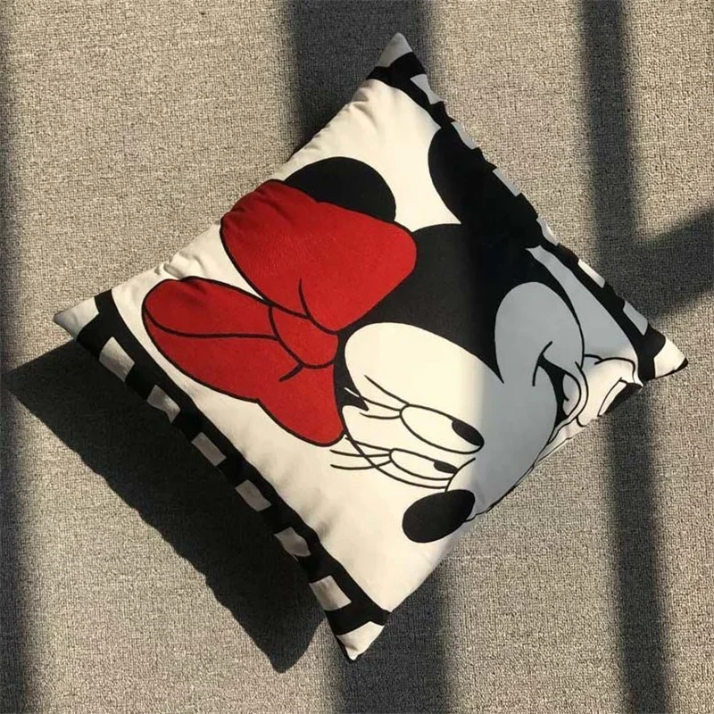 Disney Pillowcase Cushion Cover Mickey Minnie Mouse Pillow Case Cartoon Boy Girl Couple Wedding Gift 45x45cm