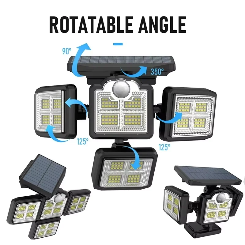 Solar Outdoor Light 122/333 LED Solar Security Flood Light with 3 Modes Adjustable Lighting Street Light for Garage Garden Patio