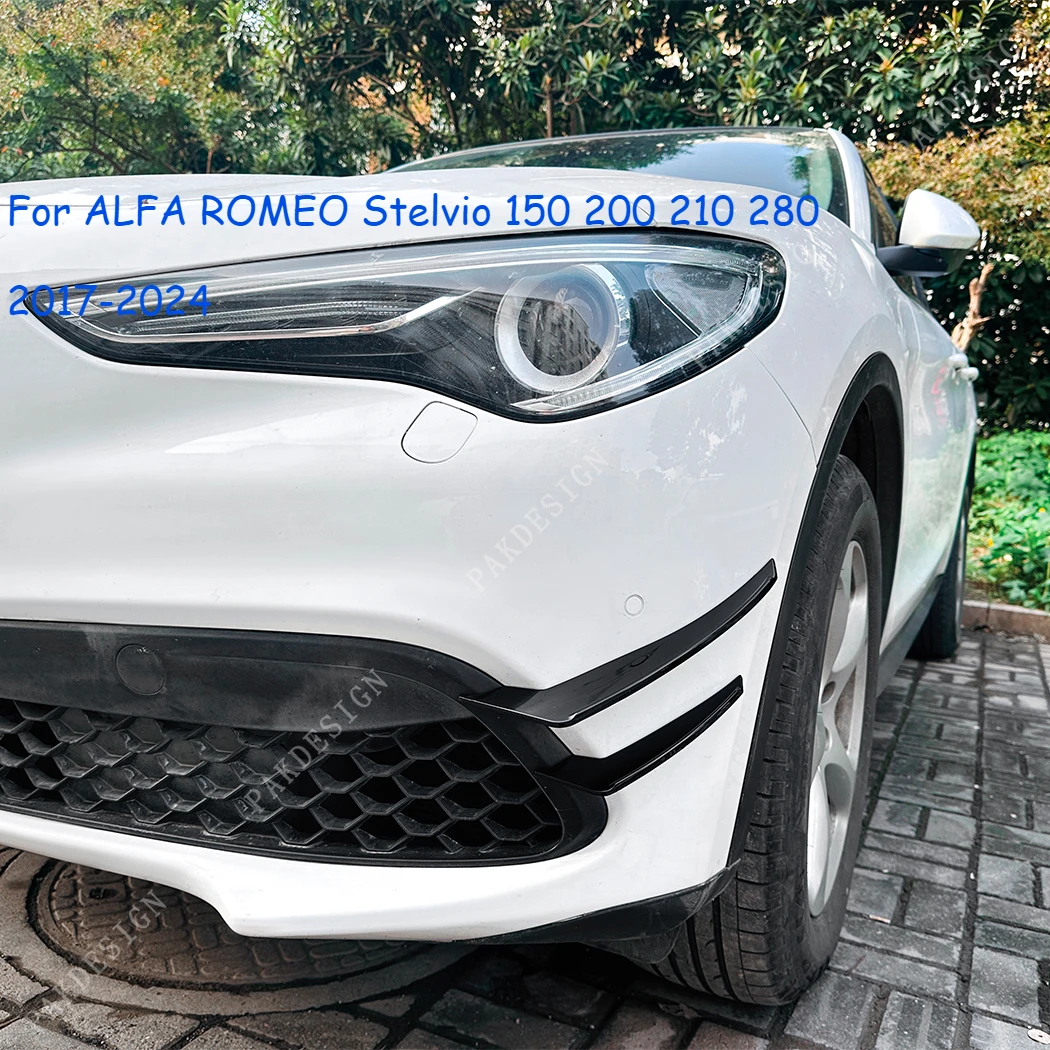 

Car Front Side Bumper Canards for ALFA ROMEO Stelvio 150 200 210 280 2017-2024 Splitter Body Kits Accessories Tuning ABS Plastic