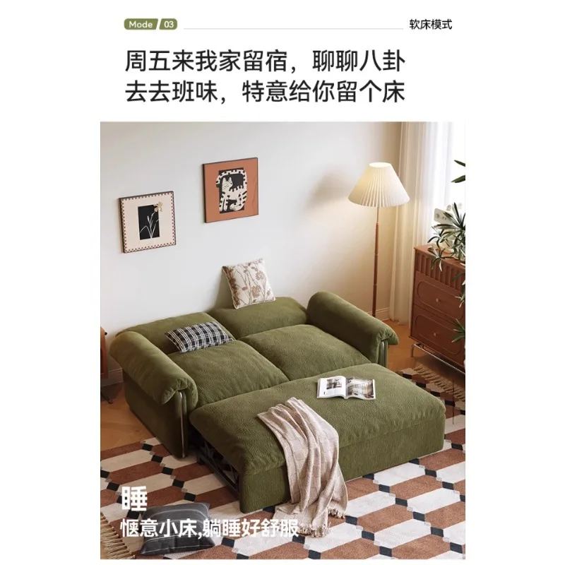 Wooden palace craftsman home removable and washable sofa bed folding dual-purpose small apartment double sofa multi-function