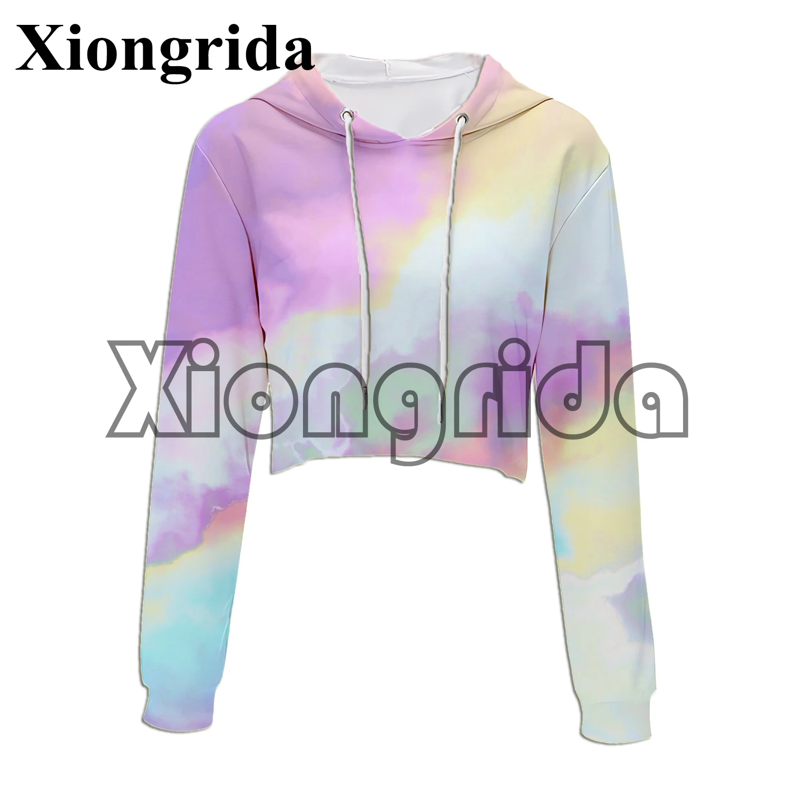 

Tie-dyed Print Crop Top Hoodie Women Sexy Long Sleeve Hooded Short Sweatshirt Casual Crop Sweaters Hooded Pullover