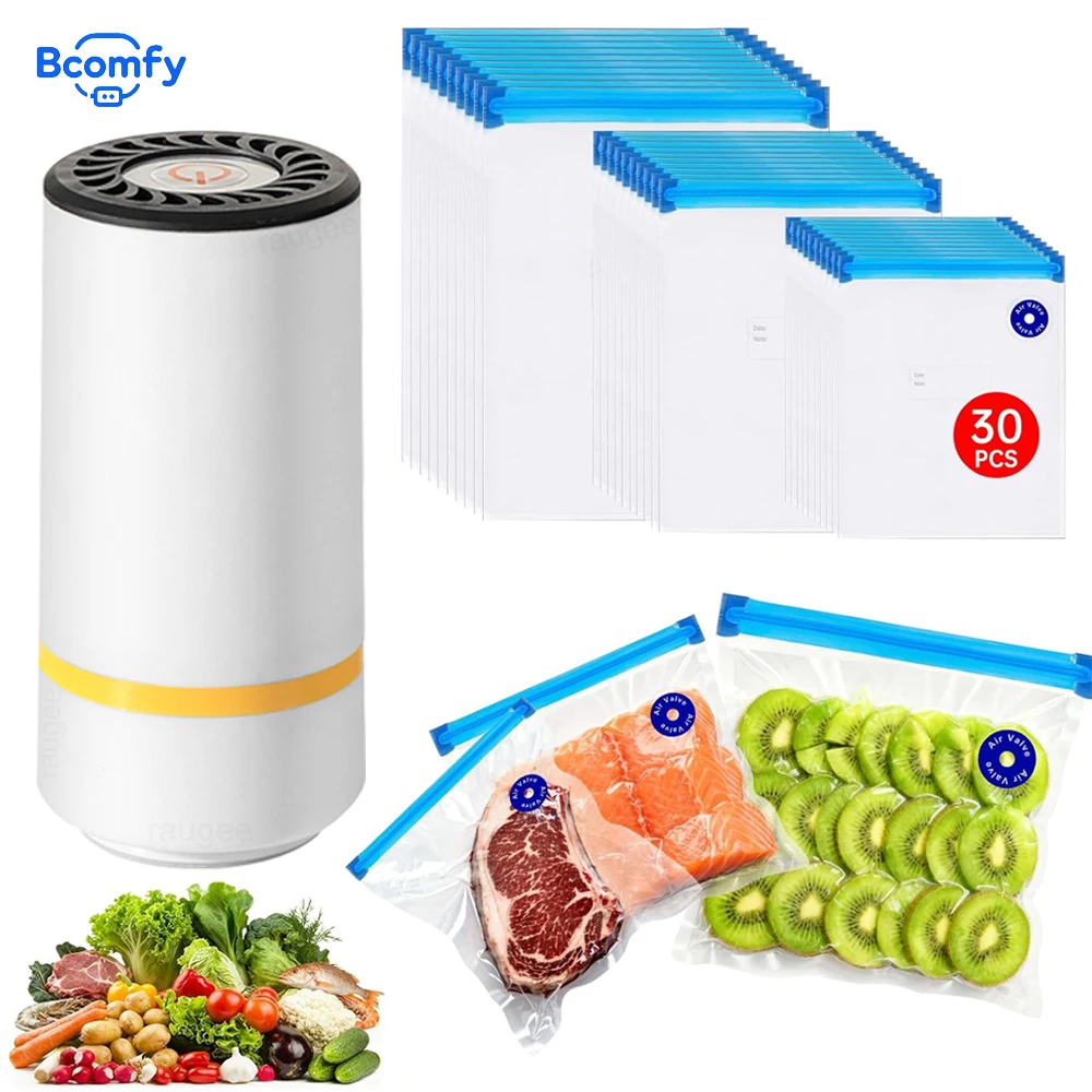 

Mini Vacuum Sealer Electric Air Pump for Food Rechargeable Vacuum Sealing Machine with Reusable Food Vacuum Packaging Bag