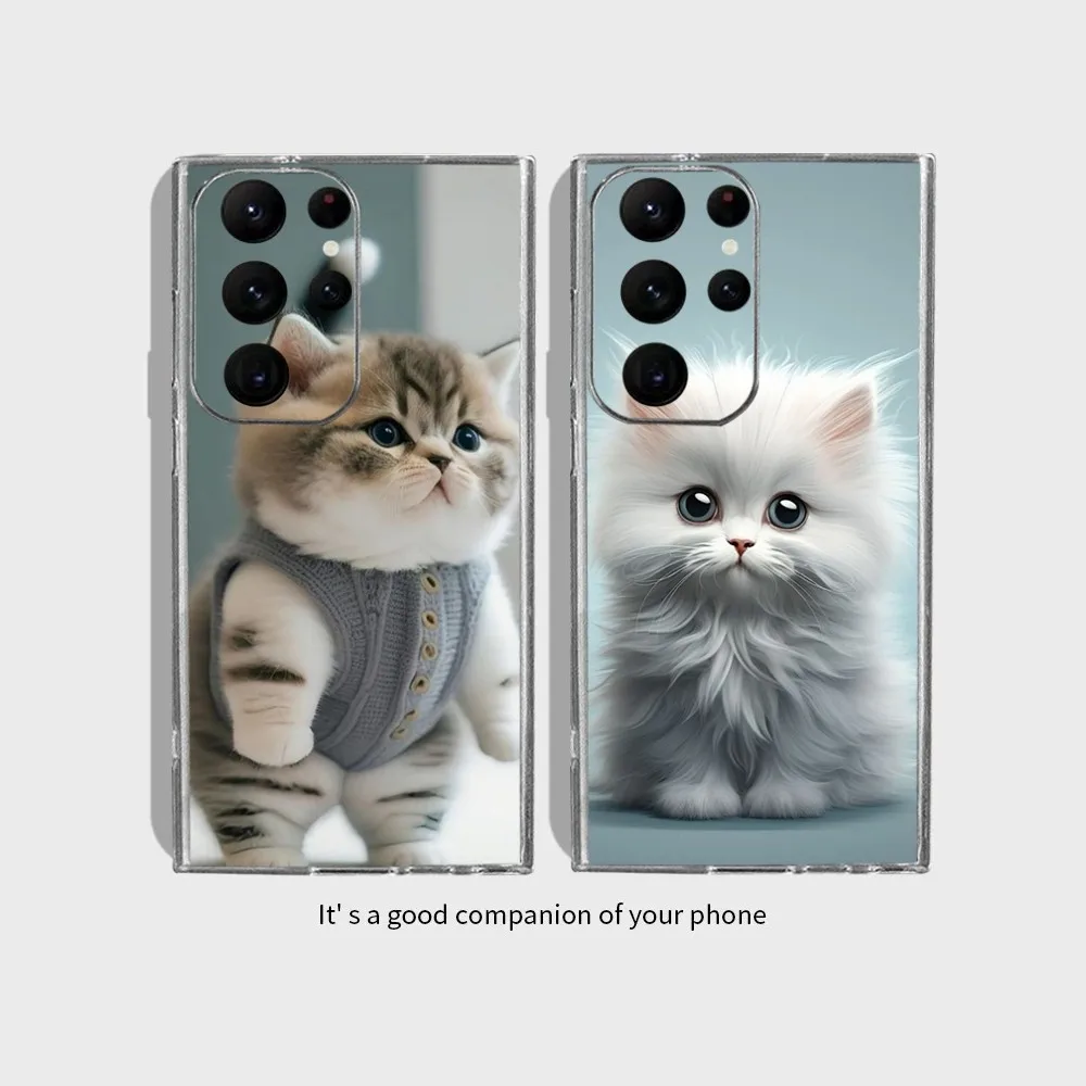 Etui na telefon Cute Marshmallow cat do Samsung Galaxy S24 Ultra S22 S23 Ultra S21 S20 5G Protective Silicone TPU Funda