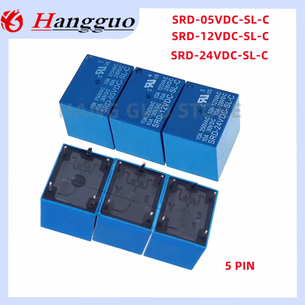 5PCS/Lot Original SRD-05VDC-SL-A  SRD-12VDC-SL-A SRD-24VDC-SL-A 4pin SRD-05VDC-SL-C 05V 12V 24V 5pin Relays