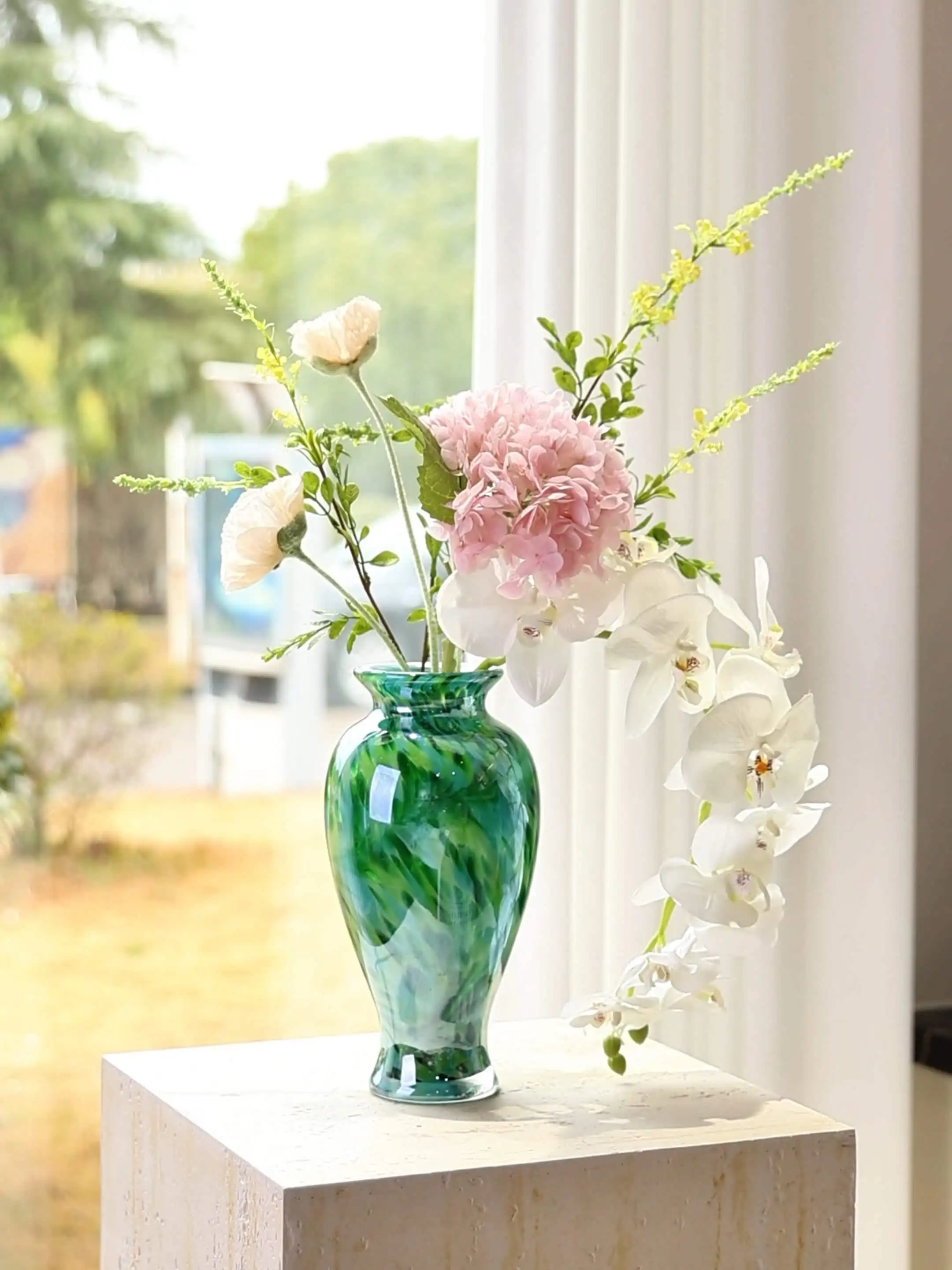 

Элитная средневековая стеклянная ваза для гостиной, роскошная ретро-ваза для цветов, декоративная стеклянная посуда, новое китайское украшение