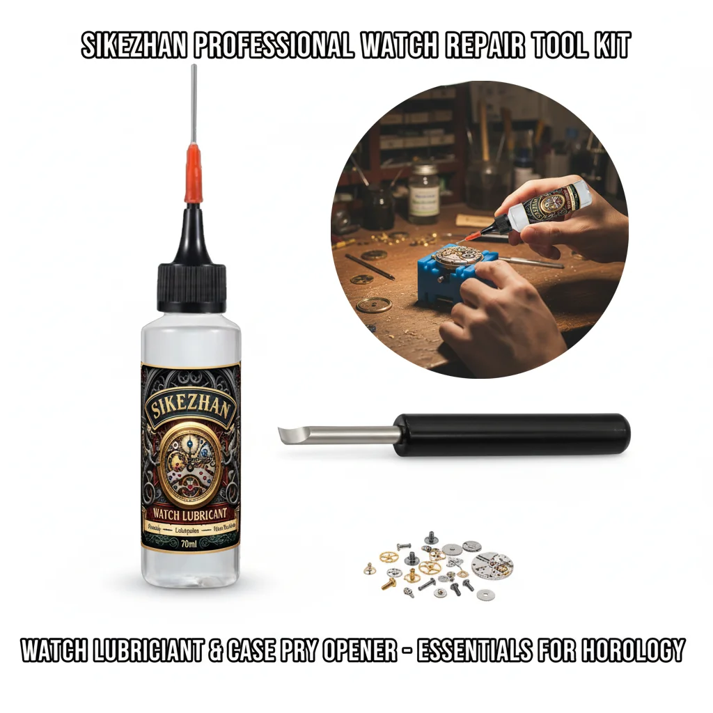 Precision Watch Oil + Case Back Opener, Needle‑Tip Movement Lubricant, Reduce Friction/Noise, Repair Kit for Watches