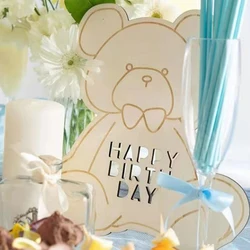 Ornements en bois d'ours joyeux anniversaire, mise en page de décoration de scène de fête d'anniversaire, 1PC