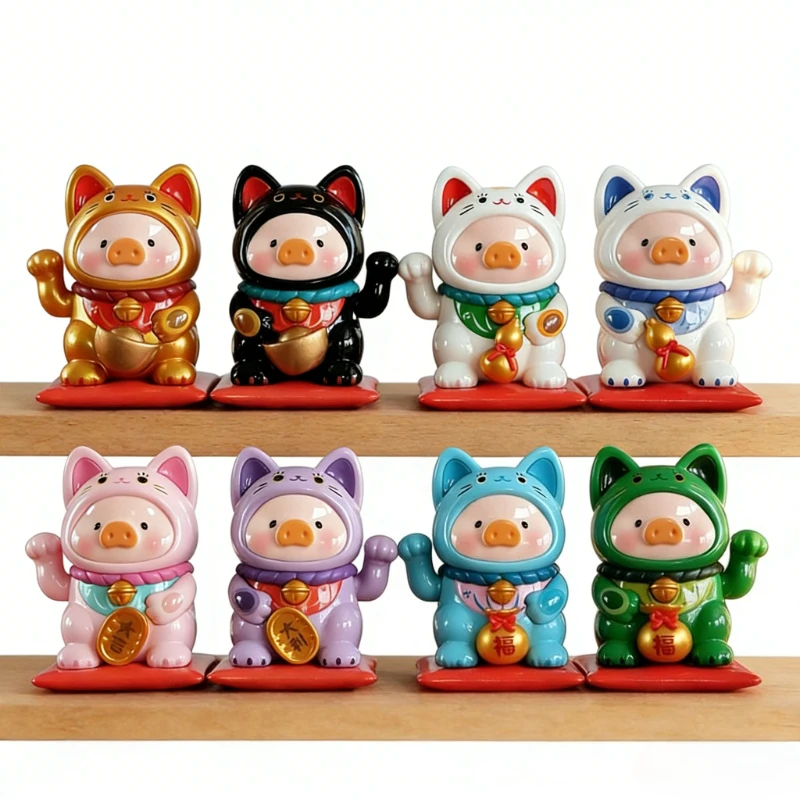 Caja ciega de la serie LuLu The Piggy Lucky Cat, figura de Anime de cerdo Kawaii, caja misteriosa, decoración de escritorio, modelo para coleccionar juguetes, regalo sorpresa, nuevo