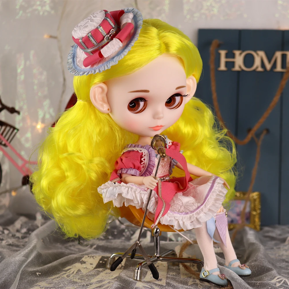 ICY DBS Blyth Doll Yellow Hair Joint Body White Skin Matte Face 1/6 BJD Neo Ob24 Anime Girl